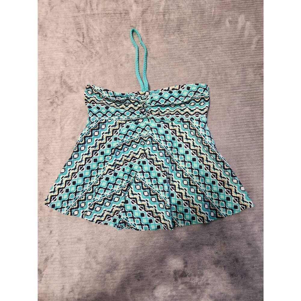 Lands End Girls Size 10 Slim 10S Tankini Top Swim Aztec Tribal Print